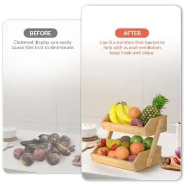 G.a HOMEFAVOR Bamboo Fruit Basket for Kitchen Organization