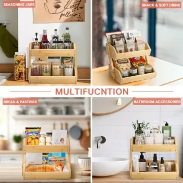 G.a HOMEFAVOR Bamboo Fruit Basket for Kitchen Organization