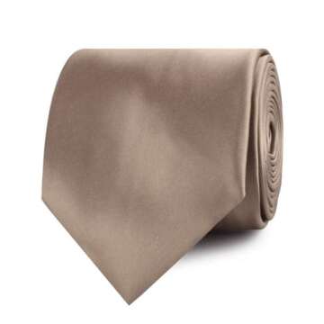 OTAA Dune Beige Brown Satin Necktie - Ideal Groomsmen Gift & Formal Wear Accessory