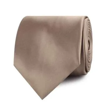 OTAA Dune Beige Brown Satin Necktie - Ideal Groomsmen Gift & Formal Wear Accessory