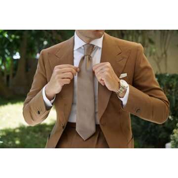 OTAA Dune Beige Brown Satin Necktie for Groomsmen