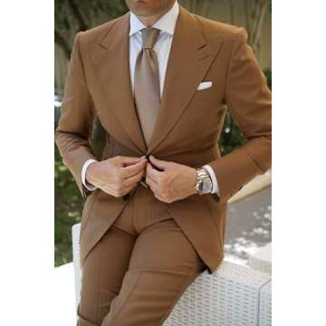 OTAA Dune Beige Brown Satin Necktie for Groomsmen