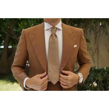 OTAA Dune Beige Brown Satin Necktie for Groomsmen