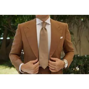 OTAA Dune Beige Brown Satin Necktie for Groomsmen