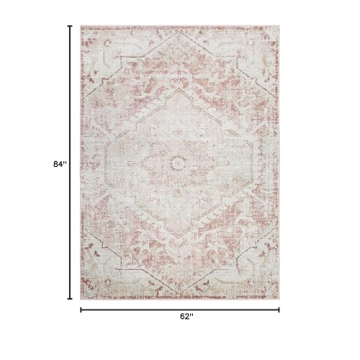 Mark&Day Baflo Traditional Blush Area Rug 5x7 Perfect for Living Spaces