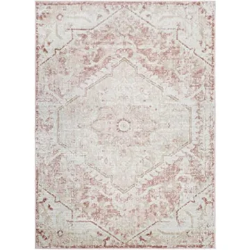 Mark&Day Baflo Traditional Blush Area Rug 5x7 Perfect for Living Spaces