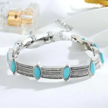 Olbye Turquoise Necklace Silver Short Necklace Choker Personalize Boho Necklace Jewelry for Women