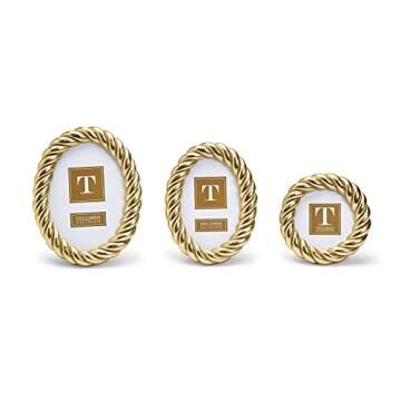 Two's Company Gilded Rope Set of 3 Gold Finish Photo Frames Includes 3 Sizes