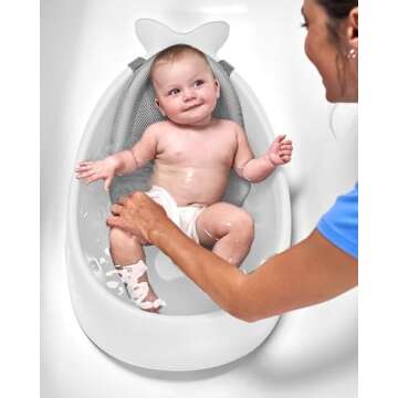 Skip Hop Infant Bath Tub 3-Stage Grow With Baby Smart Sling MOBY Bathtub White Age 0+