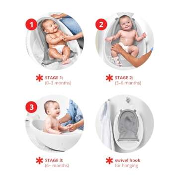 Skip Hop Infant Bath Tub 3-Stage Grow With Baby Smart Sling MOBY Bathtub White Age 0+