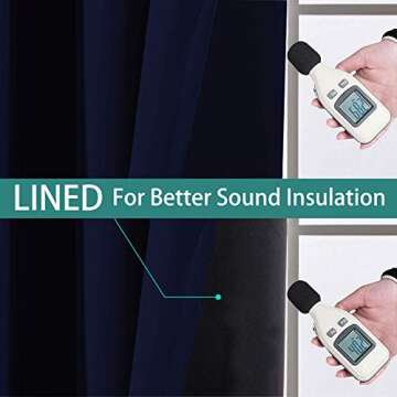 Yakamok Navy Blue 100% Blackout Energy Saving Curtains