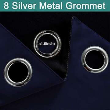 Yakamok Navy Blue 100% Blackout Energy Saving Curtains