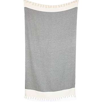 Turkish Cotton Diamond Weave Pestemal Bath Towel by Cacala Black