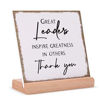 Afterprints Leader Gifts for Men Women - Thank You Acrylic Plaque with Wooden Stand