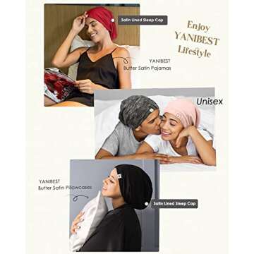 Yanibest Silk Bonnet Satin Bonnet Hair Cover Bonnet Sleep Cap Slouchy Beanie Hat for Women Curly Natural Hair