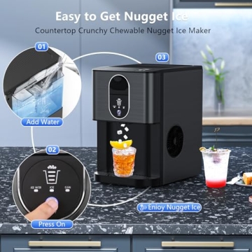 Portable Nugget Ice Maker, Self-Dispensing & Compact Design