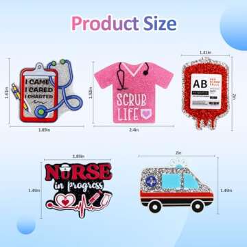 Odiwellan Nurse Accessories for Bogg Bag, Simply Southern Totes, and Similar Styles. Acrylic Cute Insert Charms for Rubber Beach Totes（Black