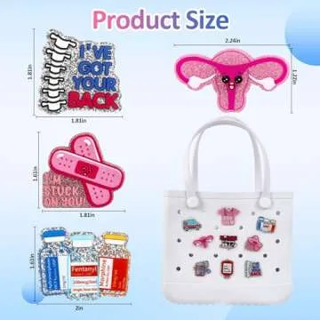 Odiwellan Nurse Accessories for Bogg Bag, Simply Southern Totes, and Similar Styles. Acrylic Cute Insert Charms for Rubber Beach Totes（Black