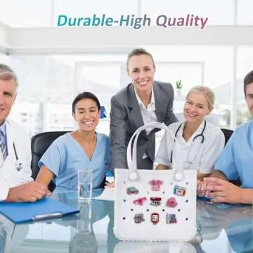 Odiwellan Nurse Accessories for Bogg Bag, Simply Southern Totes, and Similar Styles. Acrylic Cute Insert Charms for Rubber Beach Totes（Black