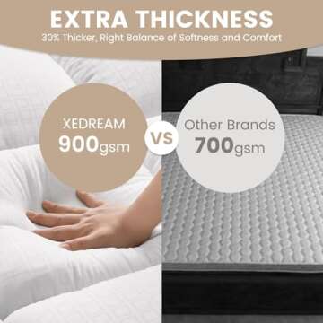 XEDREAM Extra Thick Twin XL Mattress Pad, Pillow Top Mattress Topper Twin XL, Grid Embossing Twin XL Mattress Cover with Deep Pocket Stretches up to 21", 39"x 80"