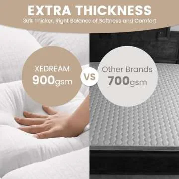 XEDREAM Extra Thick Twin XL Mattress Pad, Pillow Top Mattress Topper Twin XL, Grid Embossing Twin XL Mattress Cover with Deep Pocket Stretches up to 21", 39"x 80"