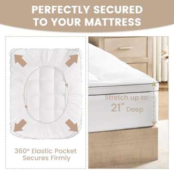 XEDREAM Extra Thick Twin XL Mattress Pad, Pillow Top Mattress Topper Twin XL, Grid Embossing Twin XL Mattress Cover with Deep Pocket Stretches up to 21", 39"x 80"