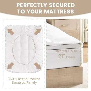 XEDREAM Extra Thick Twin XL Mattress Pad, Pillow Top Mattress Topper Twin XL, Grid Embossing Twin XL Mattress Cover with Deep Pocket Stretches up to 21", 39"x 80"
