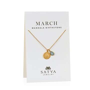 Mandala Aquamarine Necklace - Handmade Birthstone Jewelry