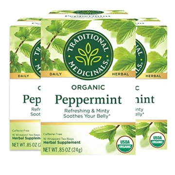 Traditional Medicinals Organic Peppermint Herbal Tea - 48 Tea Bags, Pack of 3