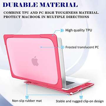 Mektron for MacBook Pro 13 inch Case Model M1 M2 A2338 A2289 A2251 2022 2022 2021 2020 Release Touch Bar, Rubberized Hard Plastic Case Shockproof Cover Translucent Matte Protective Case, Rose
