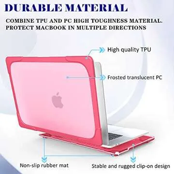 Mektron for MacBook Pro 13 inch Case Model M1 M2 A2338 A2289 A2251 2022 2022 2021 2020 Release Touch Bar, Rubberized Hard Plastic Case Shockproof Cover Translucent Matte Protective Case, Rose