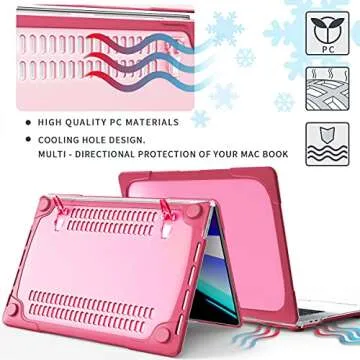 Mektron for MacBook Pro 13 inch Case Model M1 M2 A2338 A2289 A2251 2022 2022 2021 2020 Release Touch Bar, Rubberized Hard Plastic Case Shockproof Cover Translucent Matte Protective Case, Rose
