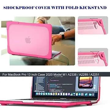 Mektron for MacBook Pro 13 inch Case Model M1 M2 A2338 A2289 A2251 2022 2022 2021 2020 Release Touch Bar, Rubberized Hard Plastic Case Shockproof Cover Translucent Matte Protective Case, Rose