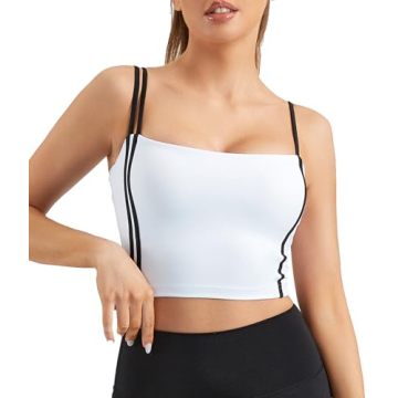 Move With You Women’s Padded Sports Bra Spaghetti Strap Tank Tops Longline Workout