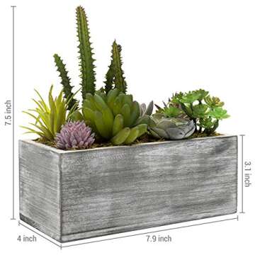 MyGift 8-Inch Faux Succulents in Rustic Gray Planter