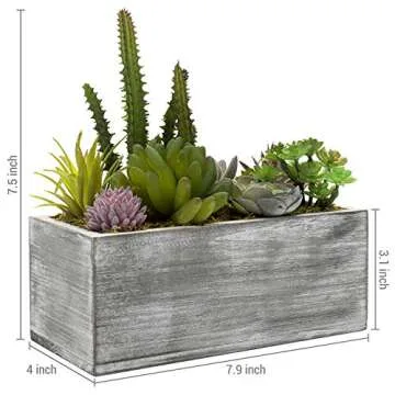 MyGift 8-Inch Faux Succulents in Rustic Gray Planter