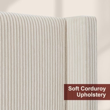 HOWE Corduroy Upholstered King Bed Frame - Elegant & Sturdy
