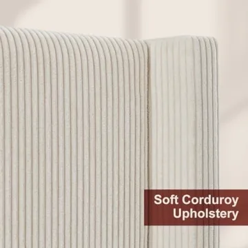 HOWE Corduroy Upholstered King Bed Frame - Elegant & Sturdy