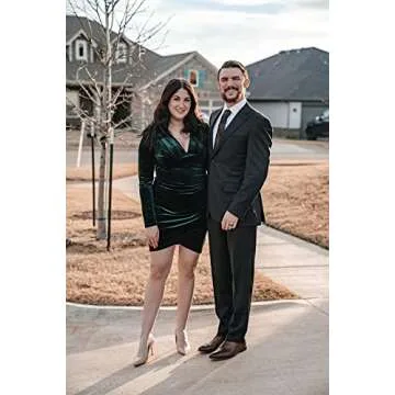 HUHOT Christmas Dresses for Women Emerald Green Velvet Cocktail Holiday Party Dress Vintage Deep V Neck Velour Ruched Bodycon Going Out Valentine's Day Mini Dresses