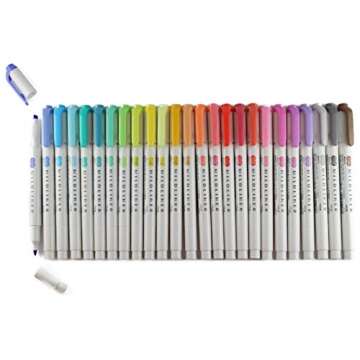 〈New〉ZEBRA Mildliner Water-based Marker, Twin tips (Bold and Fine), Assorted Pastel Color, 25 Colors Set (WKT7-25C)