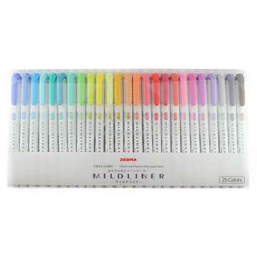 〈New〉ZEBRA Mildliner Water-based Marker, Twin tips (Bold and Fine), Assorted Pastel Color, 25 Colors Set (WKT7-25C)