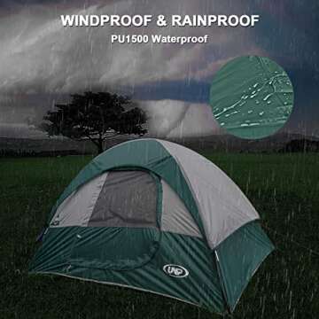 Camping Tent 2 Person, Waterproof Windproof Tent with Rainfly Easy Set up-Portable Dome Tents for Camping