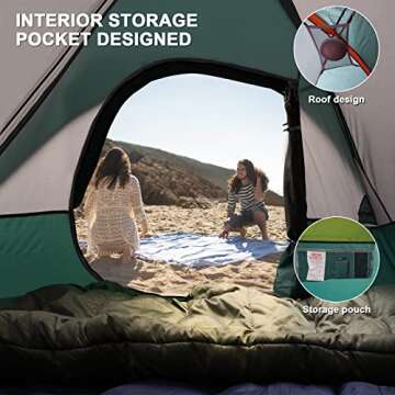 Camping Tent 2 Person, Waterproof Windproof Tent with Rainfly Easy Set up-Portable Dome Tents for Camping