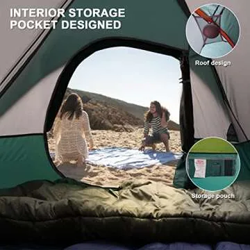 Camping Tent 2 Person, Waterproof Windproof Tent with Rainfly Easy Set up-Portable Dome Tents for Camping