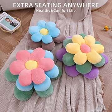 Baiyuruodie Flower Pillow Bed Pillow Round Pillow Decorative Pillow Car Pillow Standard Pillows Home Chair Pads (40cm(15.7 in), White)