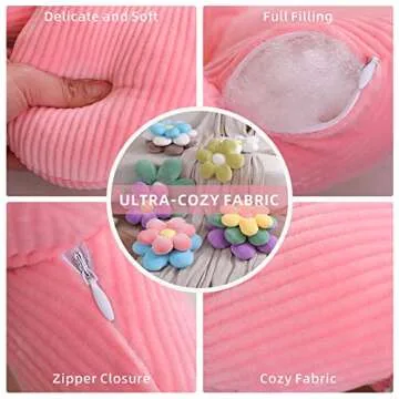 Baiyuruodie Flower Pillow Bed Pillow Round Pillow Decorative Pillow Car Pillow Standard Pillows Home Chair Pads (40cm(15.7 in), White)