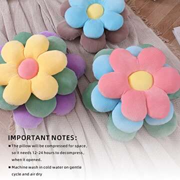 Baiyuruodie Flower Pillow Bed Pillow Round Pillow Decorative Pillow Car Pillow Standard Pillows Home Chair Pads (40cm(15.7 in), White)