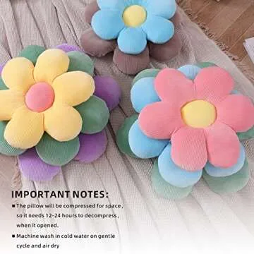 Baiyuruodie Flower Pillow Bed Pillow Round Pillow Decorative Pillow Car Pillow Standard Pillows Home Chair Pads (40cm(15.7 in), White)