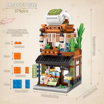 QIUXQIU Building Blocks Set Japanese Street View Mocha Shop Mini Bricks Model Toys Creative Simulati...