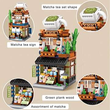 QIUXQIU Building Blocks Set Japanese Street View Mocha Shop Mini Bricks Model Toys Creative Simulation Architecture Building Toys